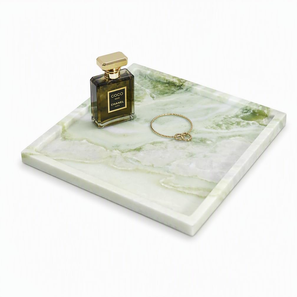 Solid Green Marble Vanity Tray Marble Organizer for Home - Yfstone Official Imagery - 1
