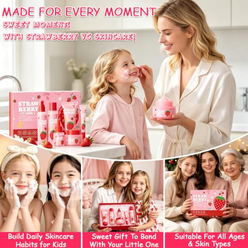 Strawberry VC Skin Care Set,Routine Spa Gift Set for Teen & Kid - Product Imagery