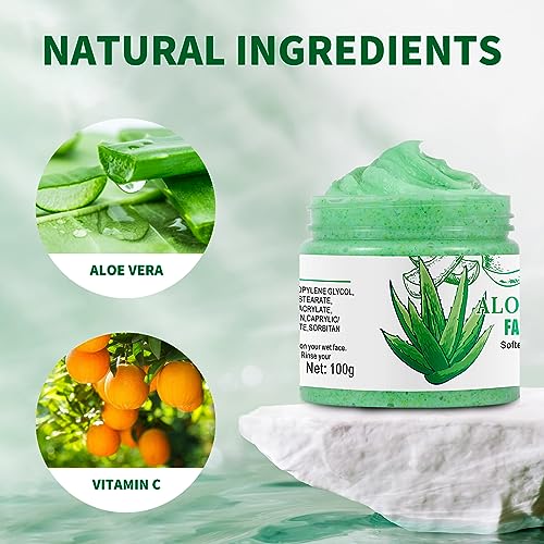 Aloe Vera Facial Scrub & Cleanser - Exfoliating Face Wash for - Product Imagery