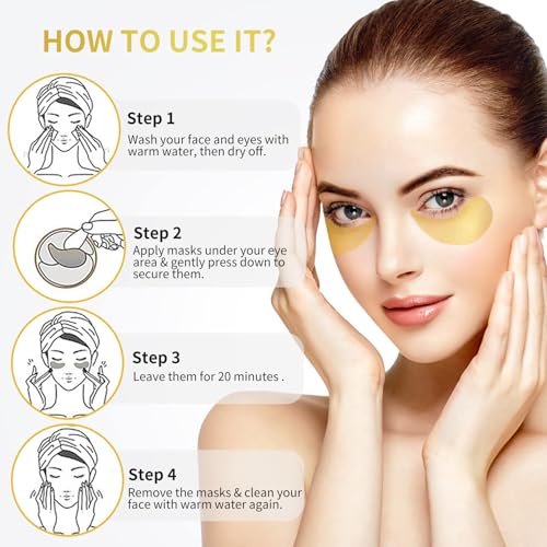 24K Gold Under Eye Patches - 60 Pack Eye Masks - Product Imagery