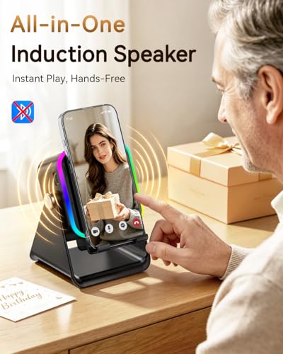 Gifts for Men Tech Gadgets Wireless Induction Speaker with Phone - Product Imagery