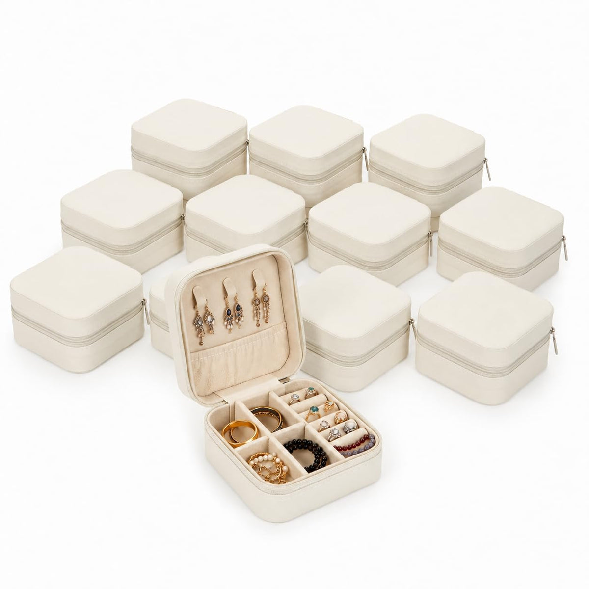 12 PCS Travel Jewelry Case Small Jewelry Box Mini Leather - LDHHYH Official Imagery - 2