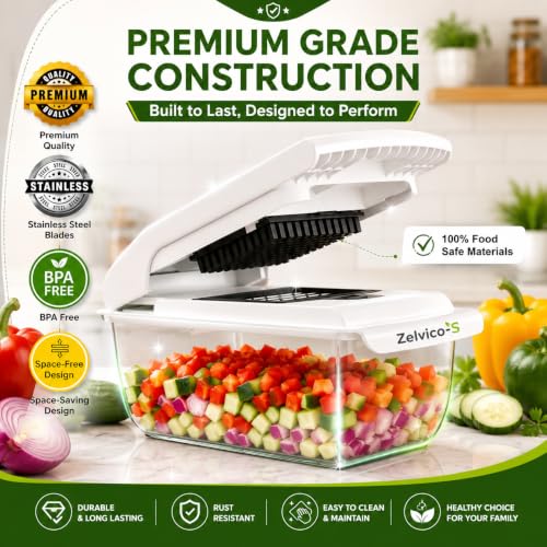 18-in-1 Vegetable Chopper with Container – Mandoline Slicer, - Product Imagery
