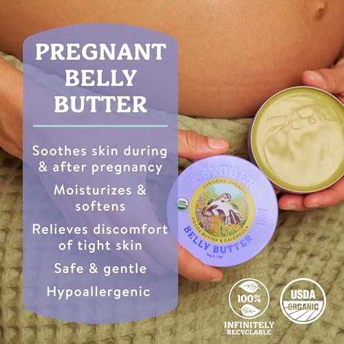Badger Organic Belly Butter, Cocoa Butter & Coconut, 2 oz Tin - Product Imagery