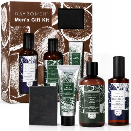 Men s Sandalwood Grooming Gift Kit 3 in 1 Hair Body Wash - Davromen Official Imagery - 1