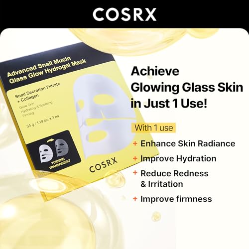 COSRX Advanced Snail Mucin Glass Glow Hydrogel Face Masks - Product Imagery
