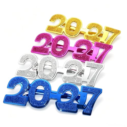 SWYOUN 4PCS 2027 Plastic Glasses Happy New Year's Eve Glasses - Product Imagery