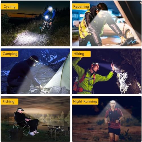 Headlamp Rechargeable 2PCS, 230° Wide Beam Head Lamp LED with - Product Imagery