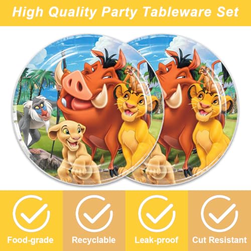 40Pcs Lion-Kings Party Supplies 20 plates, 20 napkins for the - Product Imagery