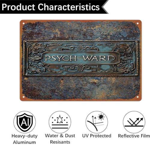 Vintage Psych Ward Sign, 8x12 Inch Aluminum Metal Sign, Retro - Product Imagery