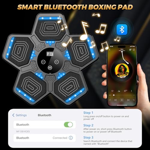 Music Boxing Machine, Wall Mounted Bluetooth Punching Pad with - Product Imagery