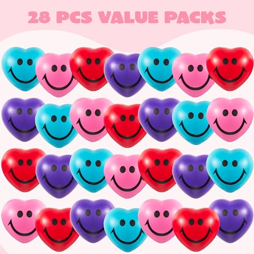 JOYIN 28 Packs Heart Shape Stress Ball with Cards Stress Relief - Product Imagery