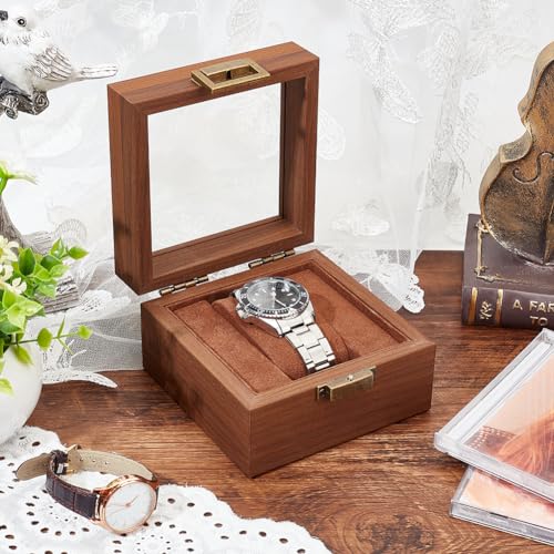 AHANDMAKER Single Watch Display Stand with Clear Glass Window - Product Imagery