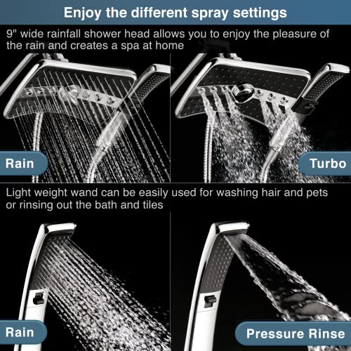 BRIGHT SHOWERS High Pressure Dual Shower Head Combo, Handheld - Product Imagery