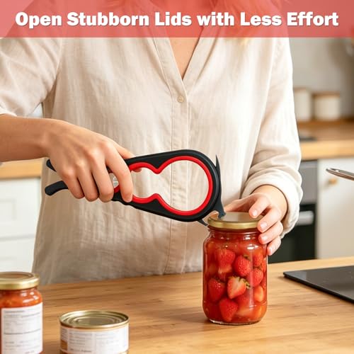 Jar Opener Set for Seniors, Arthritis, Weak Hands (Red&Black) - Product Imagery