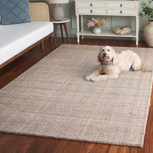 SAFAVIEH Abstract Collection Area Rug - 4' x 6', Aqua & Brown, - Product Imagery