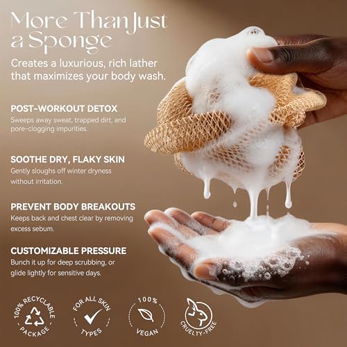 CORATED African Net Sponge Authentic, Shower Loofah Exfoliatin... - Product Imagery