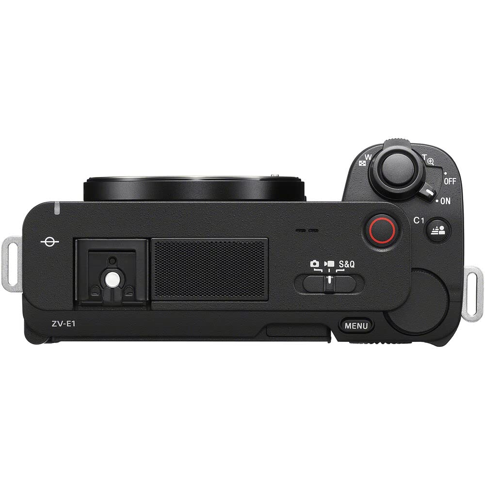 Sony Alpha ZV-E1 Full-Frame Vlog Mirrorless Lens Camera (Black) (ILCZVE1/B) + Case + 64GB Card + Card Reader + Flex Tripod + Memory Wallet + Cleaning Kit (Renewed)