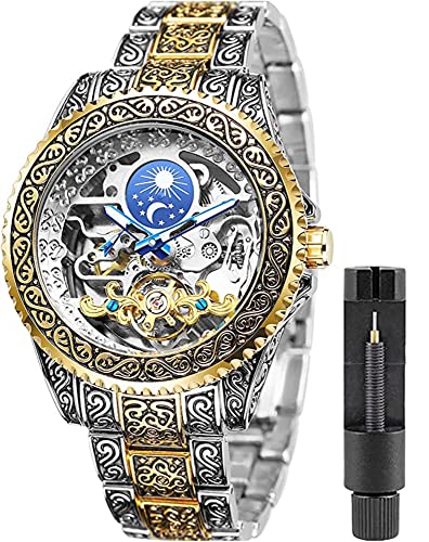 FANMIS Men Automatic Skeleton Watch Stainless Steel Band - Product Imagery