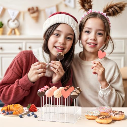 2 Pack Cake Pop Stand with Sticks Kit, Acrylic Lollipop Hold - Product Imagery