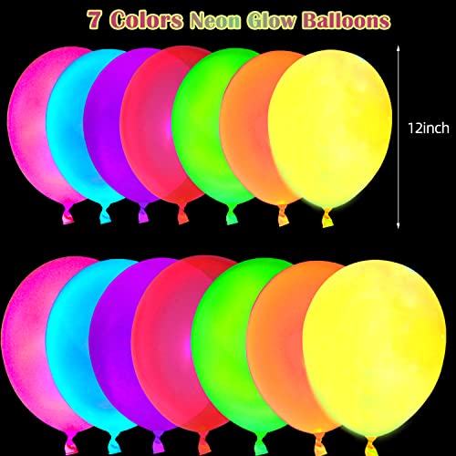 110 Pack Colored UV Neon Glow Balloons Neon Glow Party - Product Imagery