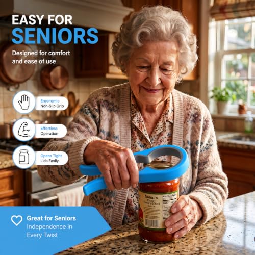 Jar Opener Bottle Opener for Seniors, Weak Hands and Arthritis, - Product Imagery