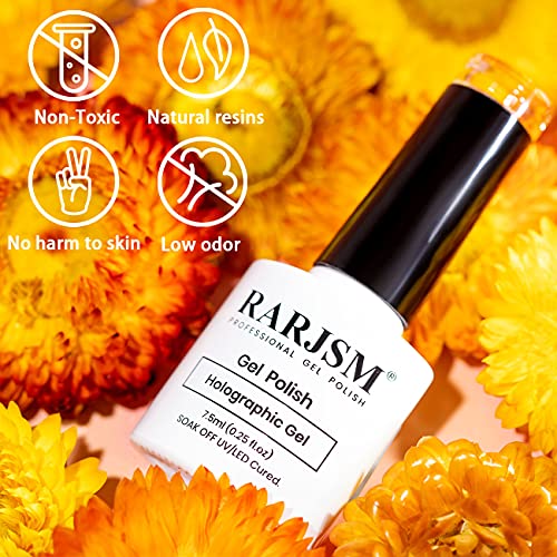 RARJSM Holographic Nail Polish Classic Orange Gel Polish Soak - Product Imagery