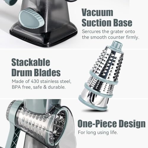 Rotary Cheese Grater Hand Crank Transparent - Shredder Slicer - Product Imagery