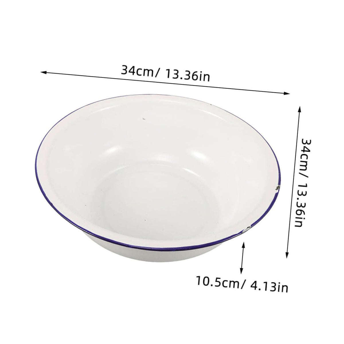 Vintage White Enamel Foot Bath Basin Large Capacity 34cm - TOGEVAL Official Imagery - 4
