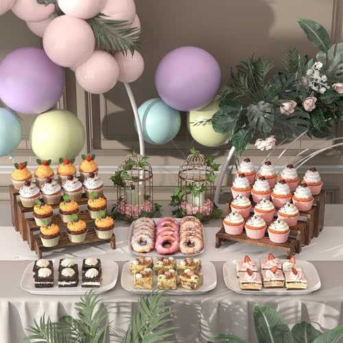 2 Set Wooden Tiered Risers Display Stands for Vendor - Product Imagery