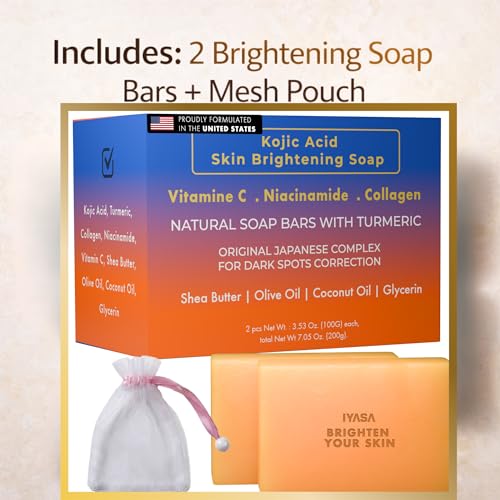 IYASA Kojic Acid Soap for Dark Spots – Turmeric Brightening Bar - Product Imagery