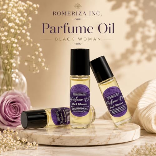 10ml Black Women Fragrance Body Oil, Roll On Glass Bottle - Product Imagery