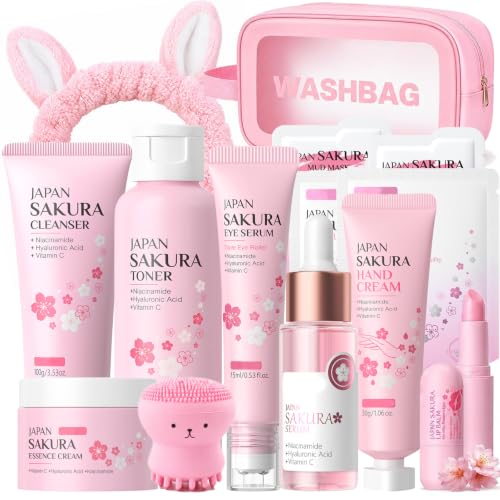 Sakura Skin Care Set for Kids Teen Girls, 14 PCS Daily Gentle - Product Imagery