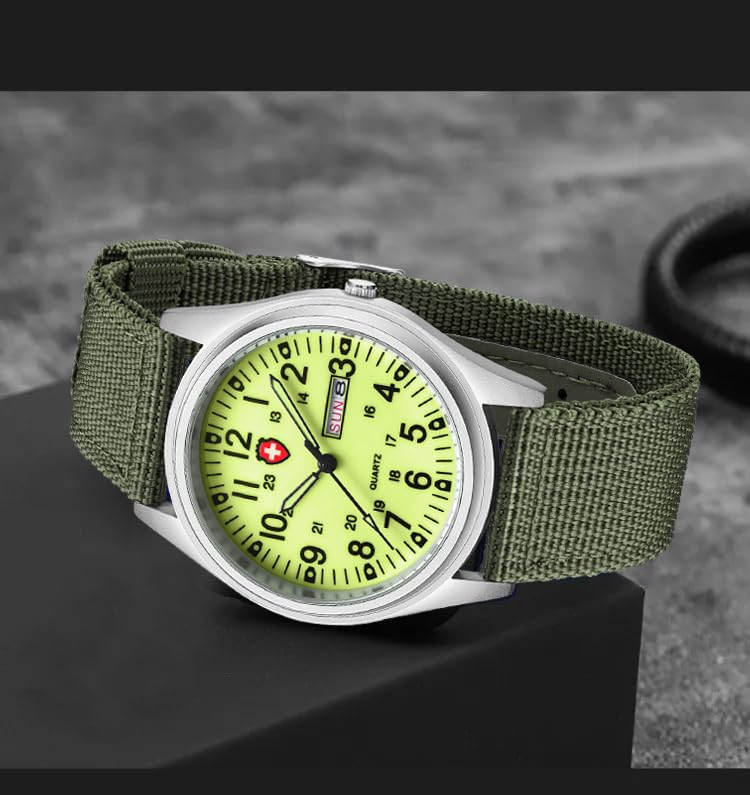 Gosasa Unisex Military Field Watch, Analog Quartz Watch with - Product Imagery