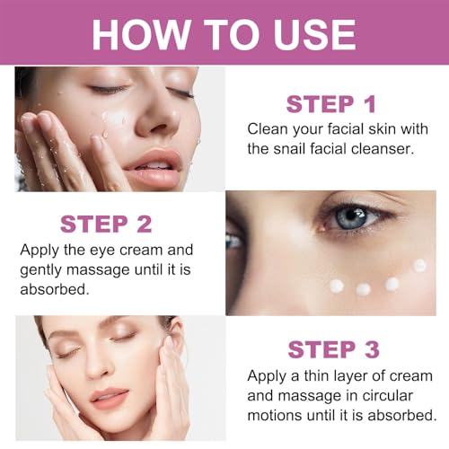 Snail Mucin Skincare Set,3 Pcs Cleanser, Eye Cream, Face Cream, - Product Imagery
