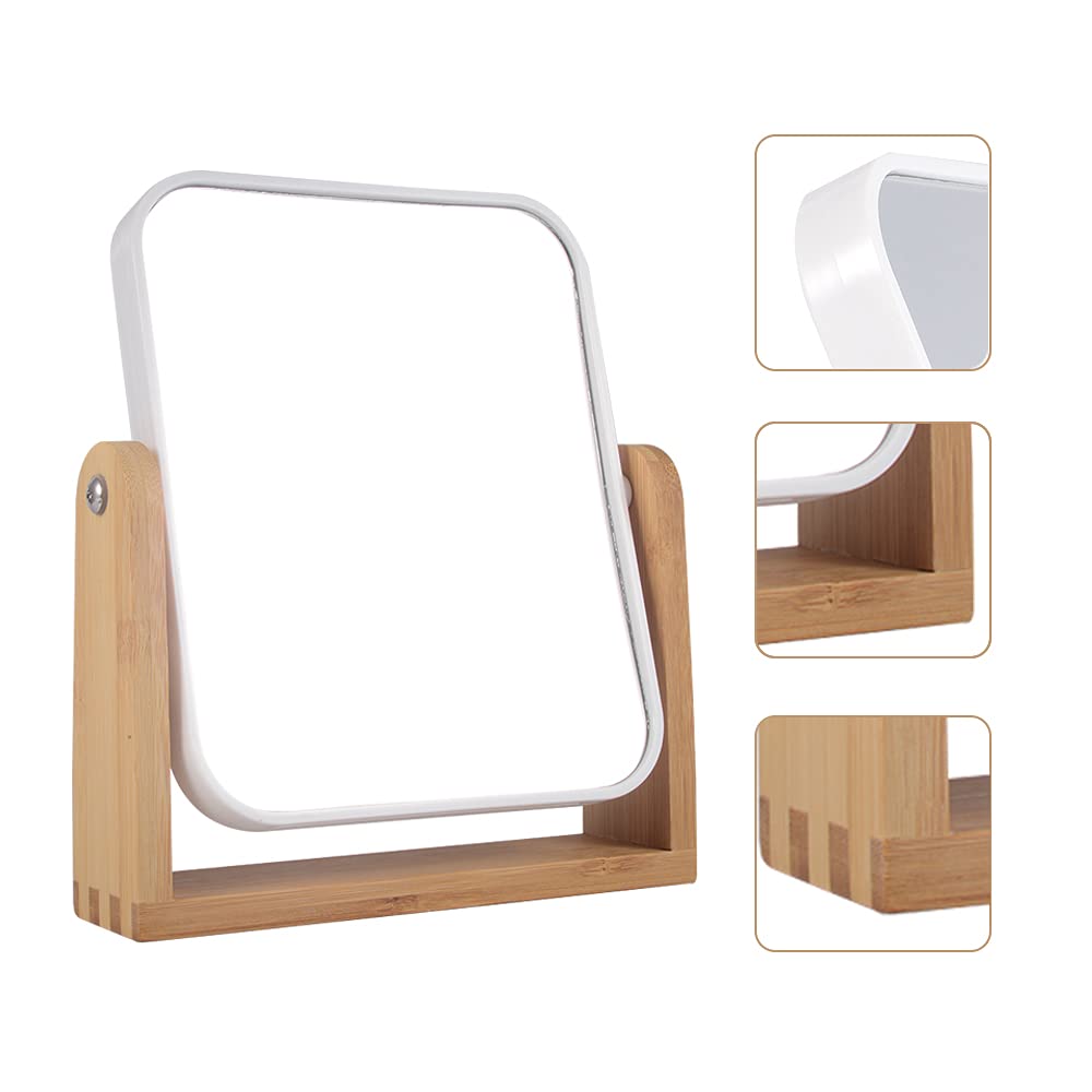 Makeup Mirror with Natural Bamboo Stand 1X 3X Magnification - YYPDC Official Product Imagery - 7