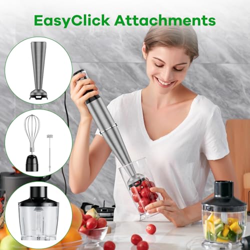 Turelar Immersion Blender Handheld Corded, 1100W 5 in 1 Hand - Product Imagery