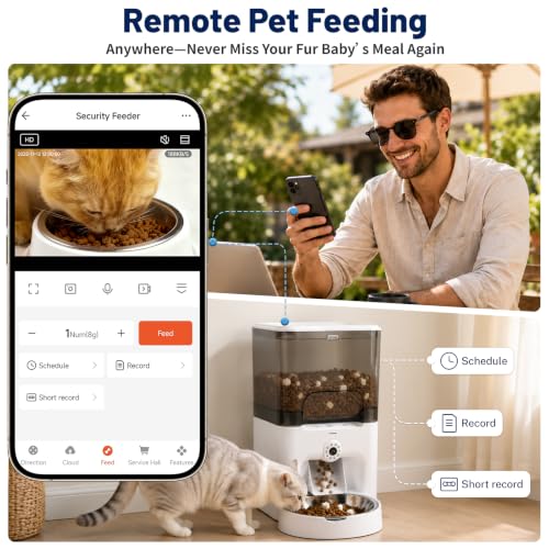 Automatic Cat Feeder with Camera, 2K HD & Night Vision, 5G/2.4G - Product Imagery