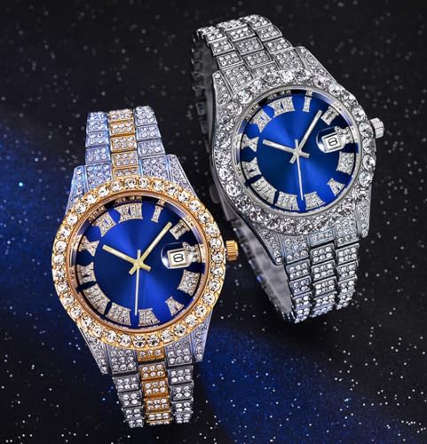SENRUD Unisex Crystal Watch Luxury Stainless Steel Iced-Out - Product Imagery