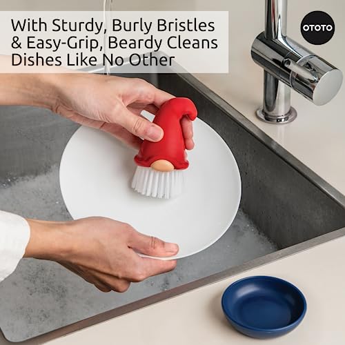 OTOTO Gnome Dish Brush with Handle - Cleaning Brush, Vegetable - Product Imagery