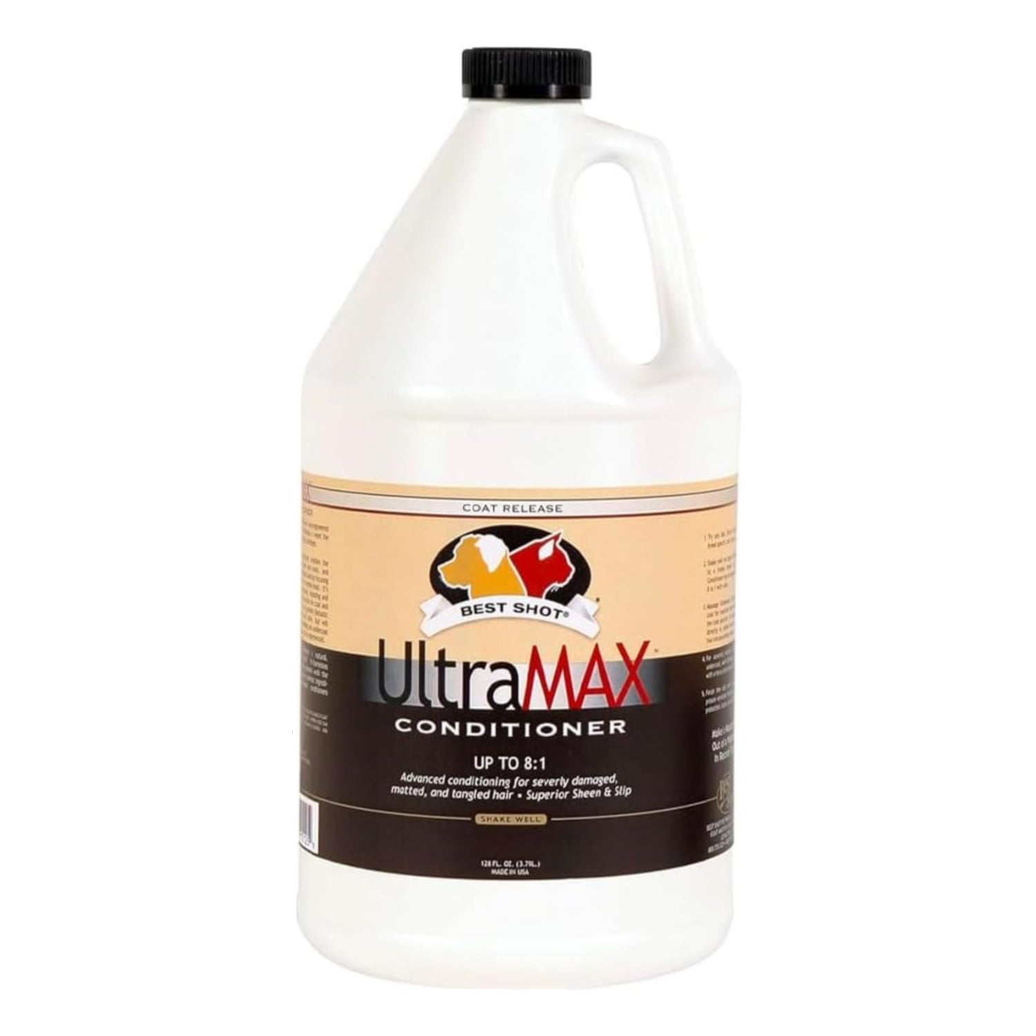 Best Shot UltraMAX Pro Hydrating Conditioner for dogs and cats, creamy formula shown in a pump bottle.