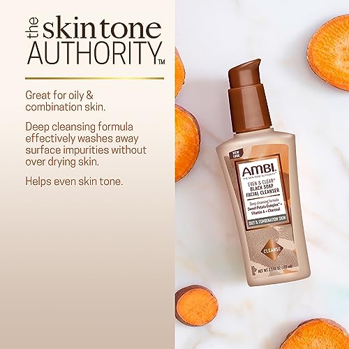 Ambi Even & Clear Purifying Charcoal Black Soap Facial Cleanser - Product Imagery