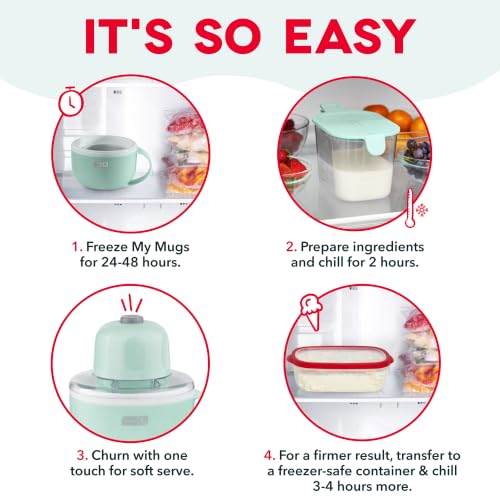 Dash My Mug Ice Cream Maker Bundle, 2 Half-Pint Freezer Mugs, - Product Imagery
