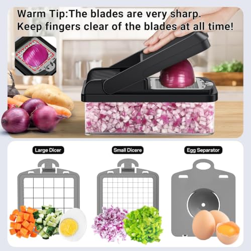 12-in-1 Vegetable Chopper with 7 Blades, Food Veggie Cutter, - Product Imagery