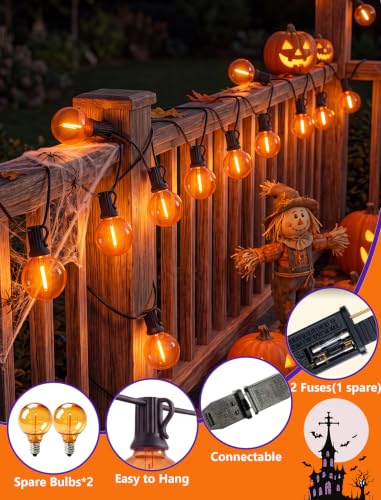 25Ft LED Orange String Lights Outdoor, Halloween Decor Patio - Product Imagery