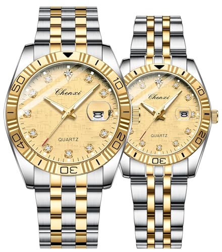 MASTOP Swiss Brand Two Tone Watch Men Women Gold Silver Couple - Product Imagery