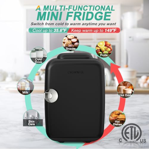 CROWNFUL Mini Fridge, 4 Liter/6 Can Portable Cooler and Warmer - Product Imagery