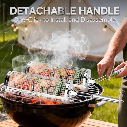 Rolling Grill Baskets,Grill Accessories for Veggies,Gifts for - Product Imagery