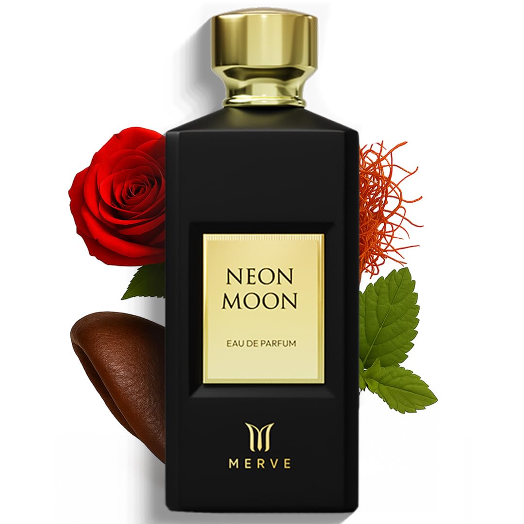 Merve Neon Moon unisex luxury fragrance bottle with modern design and sleek packaging, showcasing the premium long-lasting scent.