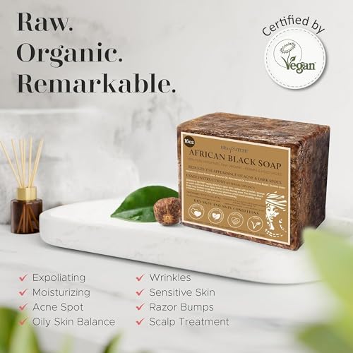 era of nature Organic African Black Soap Bar, Shea Butter, Dry - Product Imagery